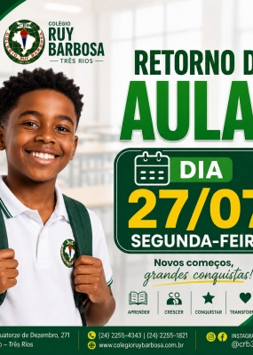 Atenção alunos: retorno das aulas dia 27 de julho, segunda-feira